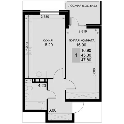 Планировка 2Е-к.кв
