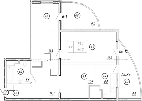 Планировка 3Е-к.кв