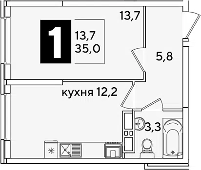 Планировка 1-к.кв