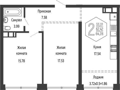 Планировка 3Е-к.кв