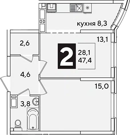 Планировка 2-к.кв