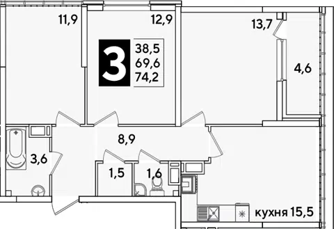 Планировка 4Е-к.кв