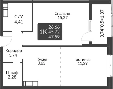 Планировка 2Е-к.кв