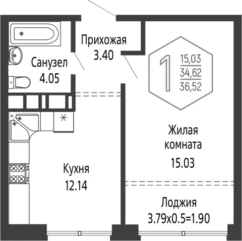 Планировка 1-к.кв