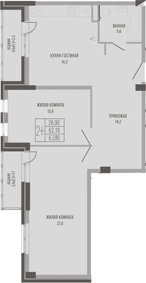 Планировка 3Е-к.кв