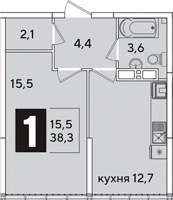 Планировка 1-к.кв