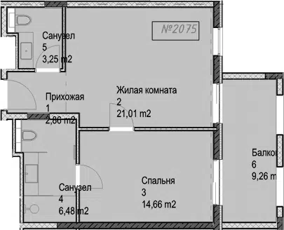 Планировка 2Е-к.кв