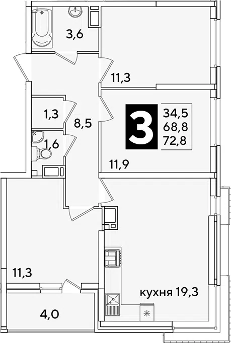 Планировка 4Е-к.кв