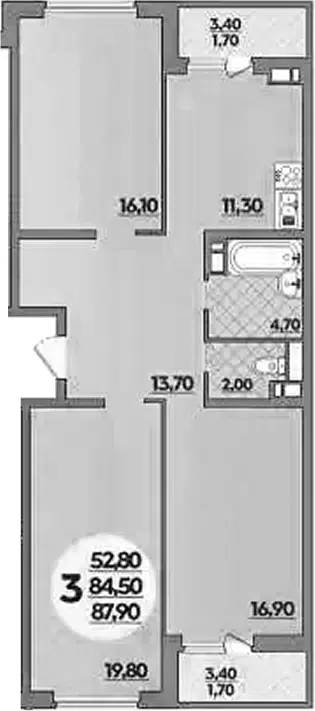 Планировка 3-к.кв