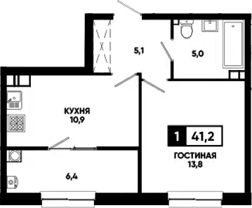 Планировка 1-к.кв
