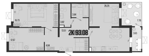 Планировка 3Е-к.кв
