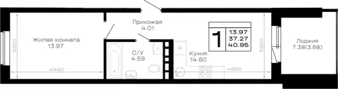 Планировка 1-к.кв