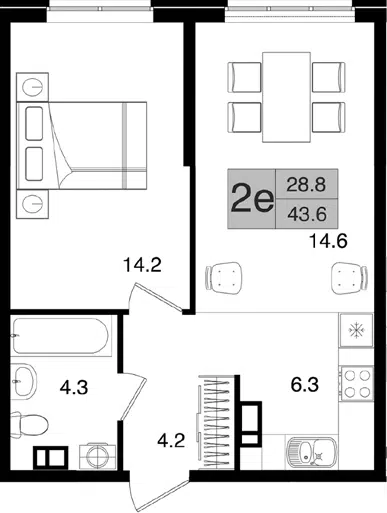 Планировка 2Е-к.кв