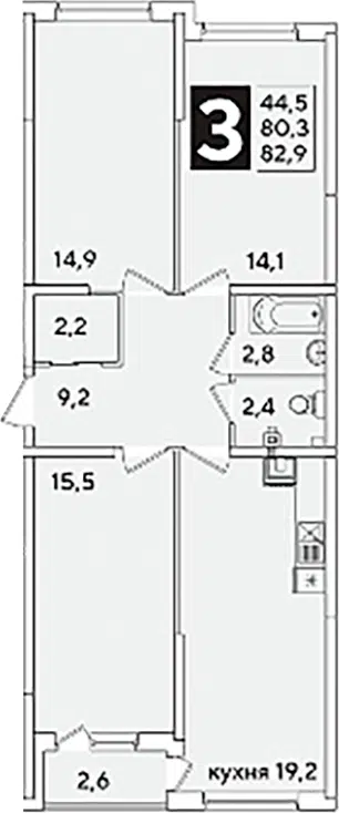 Планировка 4Е-к.кв