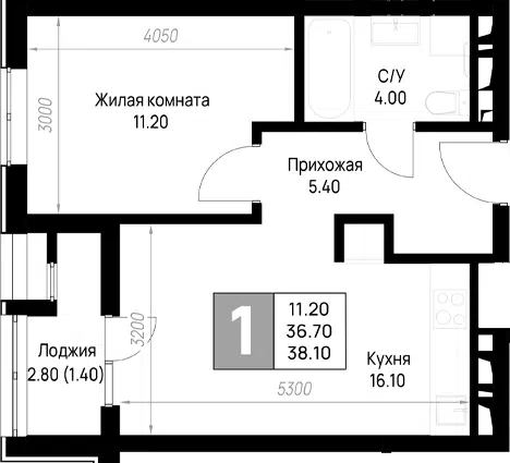 Планировка 1-к.кв