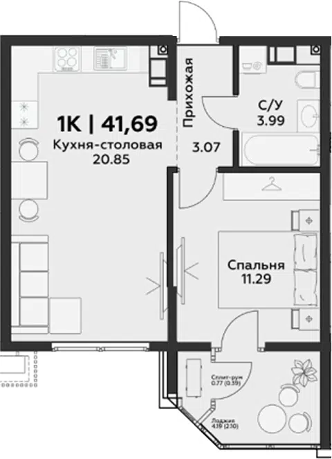 Планировка 2Е-к.кв