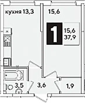 Планировка 1-к.кв