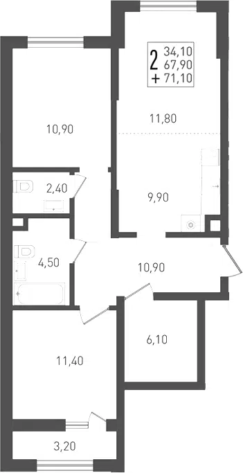 Планировка 3Е-к.кв