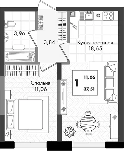 Планировка 2Е-к.кв