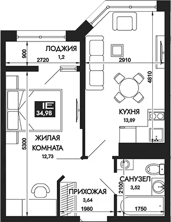 Планировка 1-к.кв