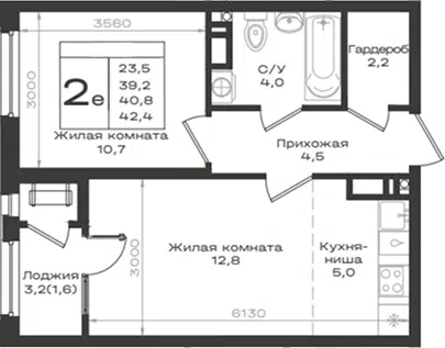 Планировка 2Е-к.кв