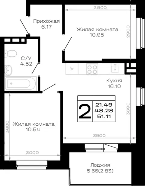 Планировка 2-к.кв