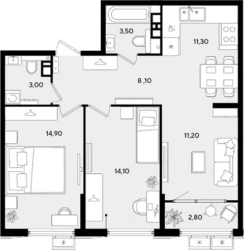 Планировка 3Е-к.кв