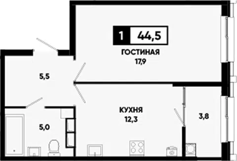 Планировка 1-к.кв