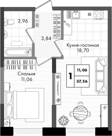 Планировка 2Е-к.кв