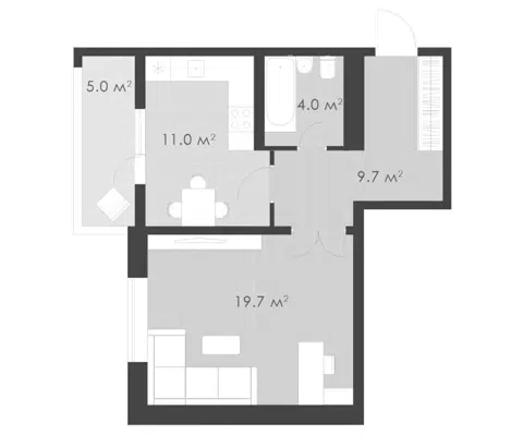 Планировка 1-к.кв