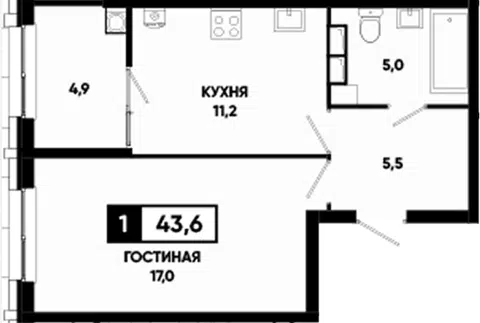 Планировка 1-к.кв
