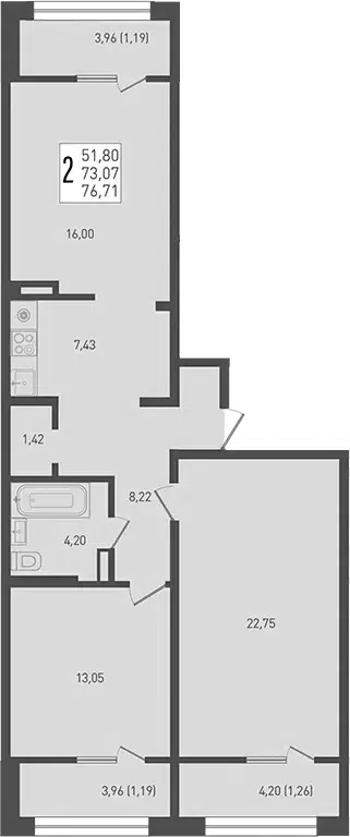 Планировка 3Е-к.кв