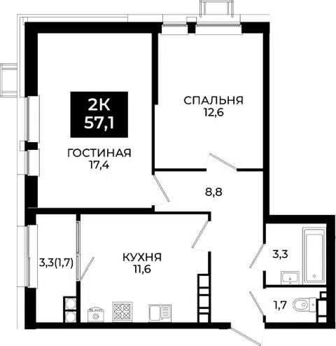 Планировка 2-к.кв