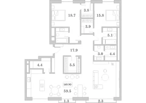 Планировка 3Е-к.кв