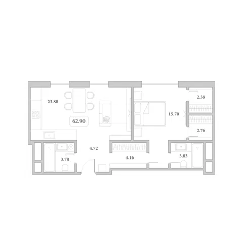 Планировка 2Е-к.кв