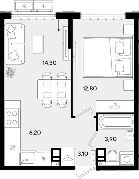 Планировка 2Е-к.кв