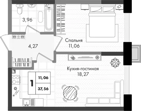 Планировка 2Е-к.кв
