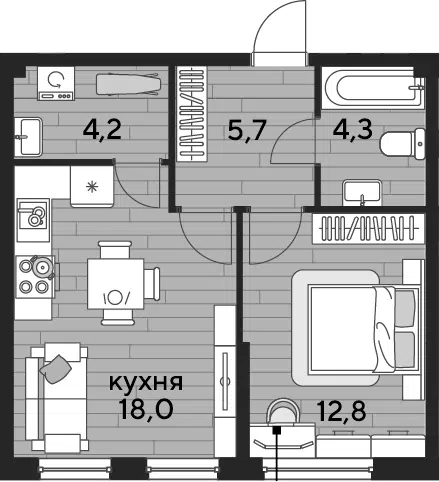 Планировка 1-к.кв