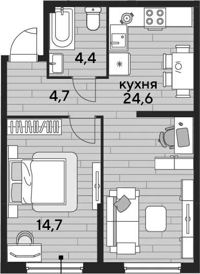 Планировка 1-к.кв