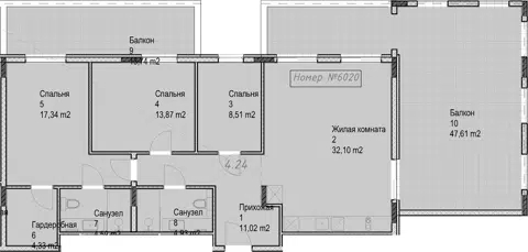 Планировка: 3-к.кв