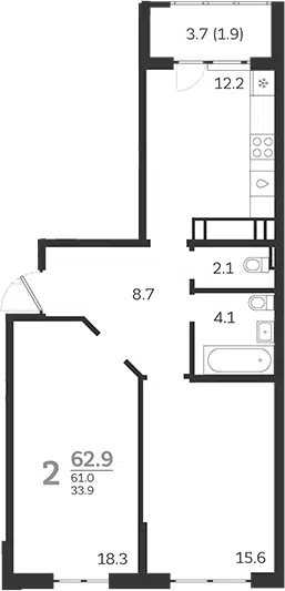 Планировка 2-к.кв