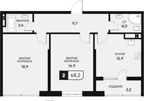 Планировка 2-к.кв