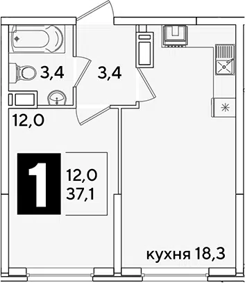 Планировка 2Е-к.кв