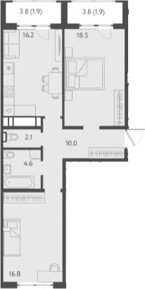 Планировка 3Е-к.кв