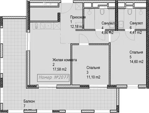 Планировка 3Е-к.кв