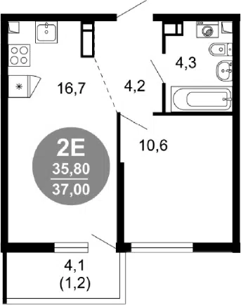 Планировка 2Е-к.кв