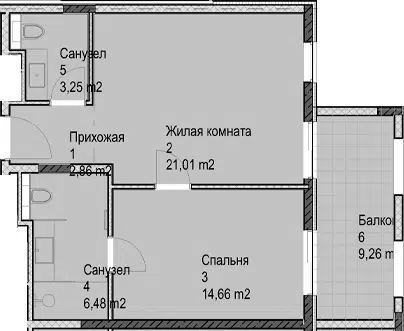 Планировка 2Е-к.кв