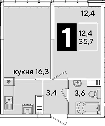 Планировка 2Е-к.кв