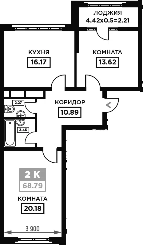 Планировка 2-к.кв