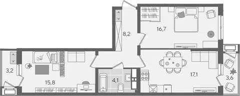 Планировка 3Е-к.кв